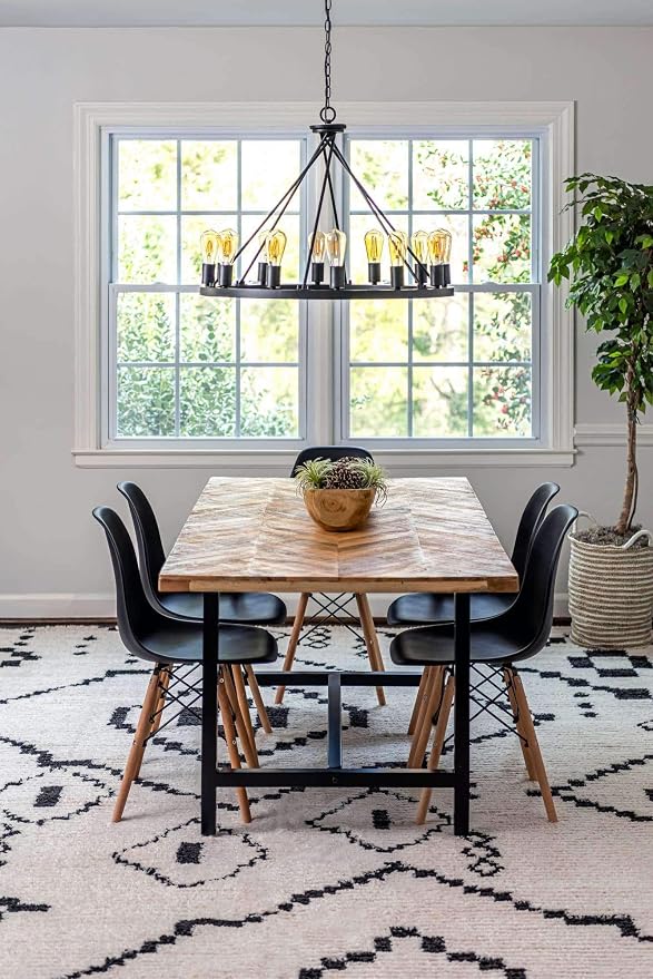 Unique Loom Morocco Collection Tribal, Southwestern, Bohemian Area Rug (8' 0 x 10' 0 Rectangular, Ivory/Black)