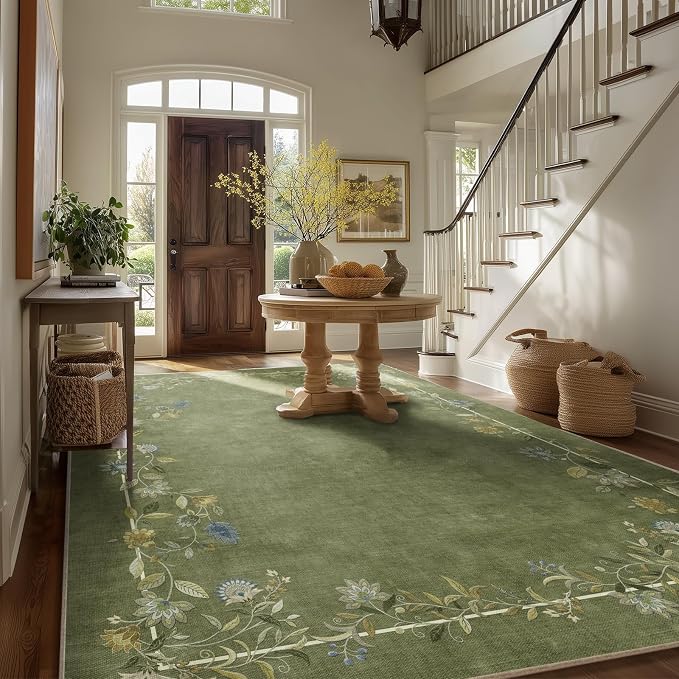10x12 Area Rug for Living Room: Washable Rugs Stain Resistant Non Slip Low Pile Ultra Soft Faux Wool Lightweight Large Rugs for Bedroom Dining Room Under Table Rug Nursery Farmhouse Home Office Indoor