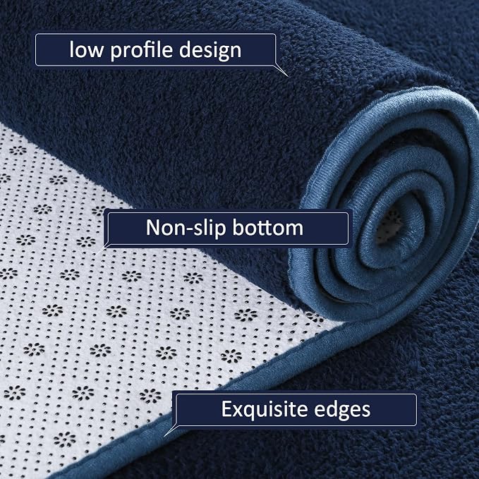 AROGAN Shag Runner Rug for Hallways, 2x6 Feet Washable Rugs, Navy Blue | Soft Washable Memory Foam Carpet for Bedroom, Non Slip Backing Runners Rug for Hallways, Kitchen, Bathroom, Entryway Home