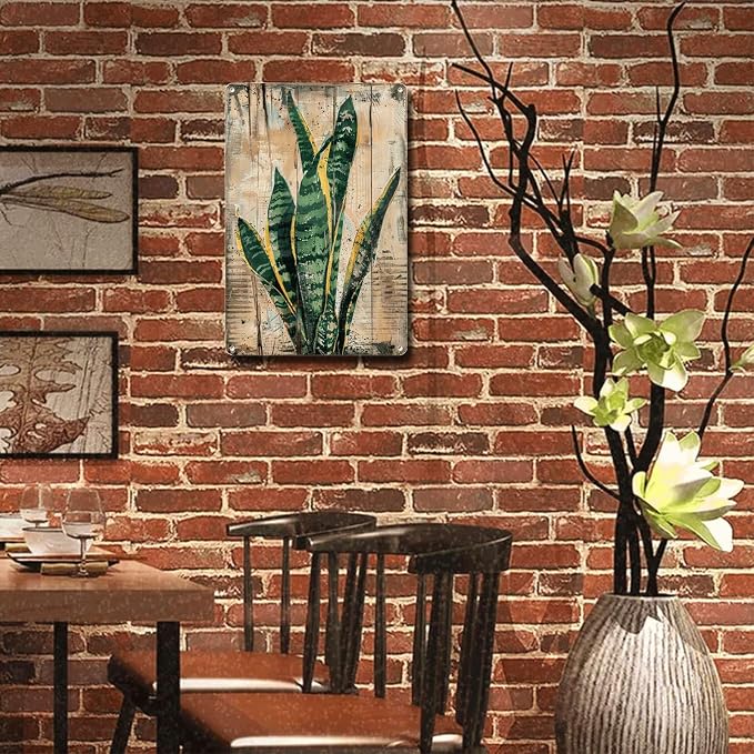 Metal Sign Tin Sign Vintage Wall Art Enduring Snake Plant Tin Sign for Vintage Paintings Rustic Charm and Long Lasting Decor Funny Bathroom Wall Decor for Home Decor 12×16 Inches