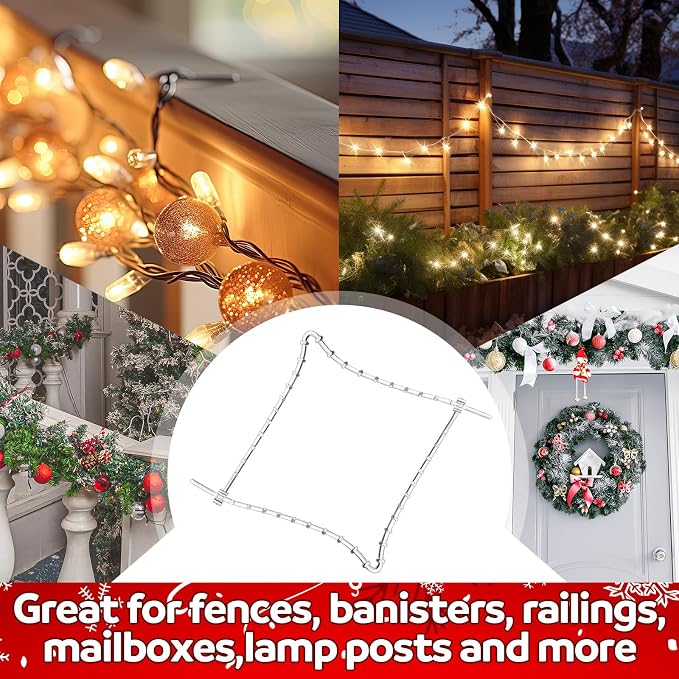 Cinnvoice 50pcs Christmas Garland Ties Clear Plastic Banister Garland Ties Decorative Reusable Soft Anti Scratch Garlands Hanger for Mantel Fences Home Xmas Holiday Craft Wrapping (8inch)