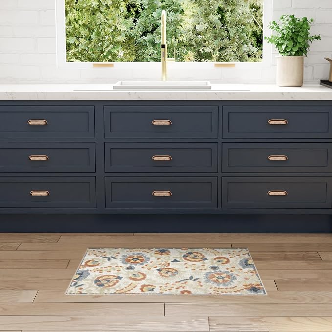 Nourison Home Aloha Grey Multicolor 2'8" x 4' Area Rug - Easy Clean, Non Shedding, Bed Room, Living Room, Dining Room, Kitchen (3' x 4')