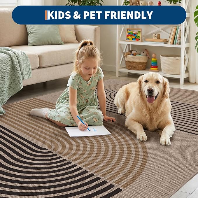GarveeHome Modern Rainbow Easy Jute Runner Rug, 2x8 Rug for Hallways - Non-Slip Indoor Outdoor Carpet, Washable for High Traffic Laundry Room, Kitchen, Entryway