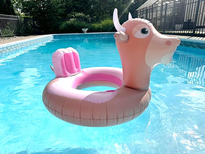 NPW Pink Bull Inflatable Pool Float Ring – Rodeo Western Pool Float for Summer Pool Parties & Bachelorette