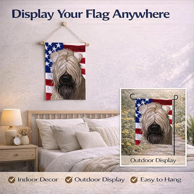 Caroline's Treasures CK6715GF Soft-Coated Wheaten Terrier American Flag Garden Flag Mailbox Flag Decorative Yard Flag Banner Outside Patio Artwork Yard Flower Beds, Garden Size, Multicolor