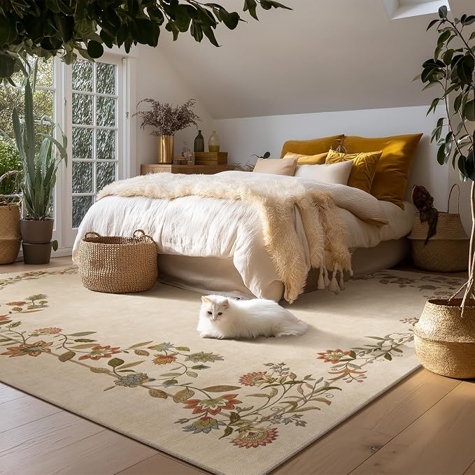10x12 Area Rugs Living Room: Washable Rug Stain Resistant Non Slip Low Pile Ultra Soft Faux Wool Lightweight Large Rugs for Bedroom Dining Room Under Table Rug Nursery Farmhouse Home Office Indoor