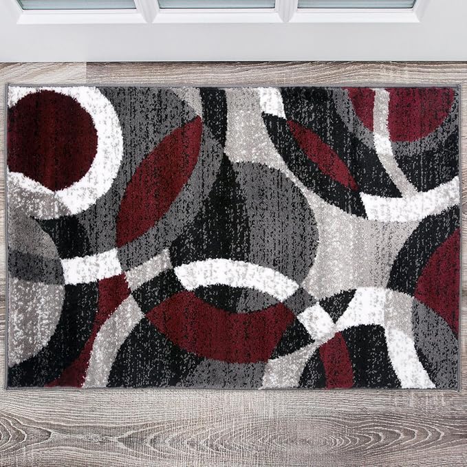 Rugshop Abstract Circles Contemporary High Traffic Area Rug Red 2'7" x 4' | Fade Resistant, Living Room, Bedroom, Dining Room, Home Office, Kitchen, Entryway, Hallway, Nursery, Kids Room