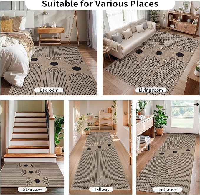 Tangsoo Rainbow Easy Jute Rug 2x4 Small Rugs for Entryway,Washable Thin Outdoor Door Mat, Non-Slip Indoor Floor Carpet Farmhouse Throw Mat for Kitchen Hallway Bedroom Front Porch