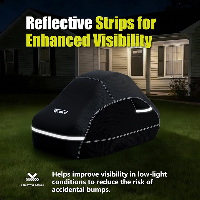 YSPACE Zero Turn Lawn Mower Cover, Heavy Duty 600D Waterproof Cover with Reflective Strips, Fits Up to 60" Deck, Windproof Buckles & Storage Bag for Greenworks, EGO, Craftsman, Husqvarna, Honda