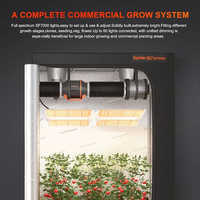 SPIDER FARMER SF7000, Samsung LM301B Diodes Led Grow Light, Full Spectrum Plant Grow Light, 650W Dimmable & High Efficiency & Uniform PPFD Commercial Lamps for Seedling Veg & Bloom In 5x5 Grow Tent