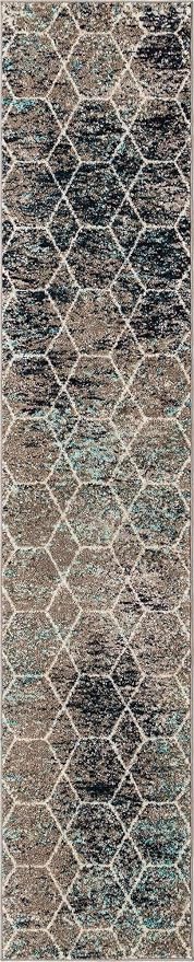Unique Loom Trellis Frieze Collection Area Rug - Geometric (2' x 10' Runner, Blue Multi/ Ivory)