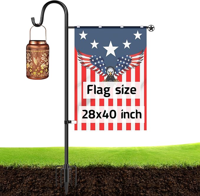 Ottsuls Garden Flag Stand, Heavy Duty Flag Pole Holder with Shepherd Hook for Yard Decoration, 60 INCH Sturdy Yard Flag Post Stake Outdoor Garden Flag Holder for 28''x40'' Flags (Without Flag)