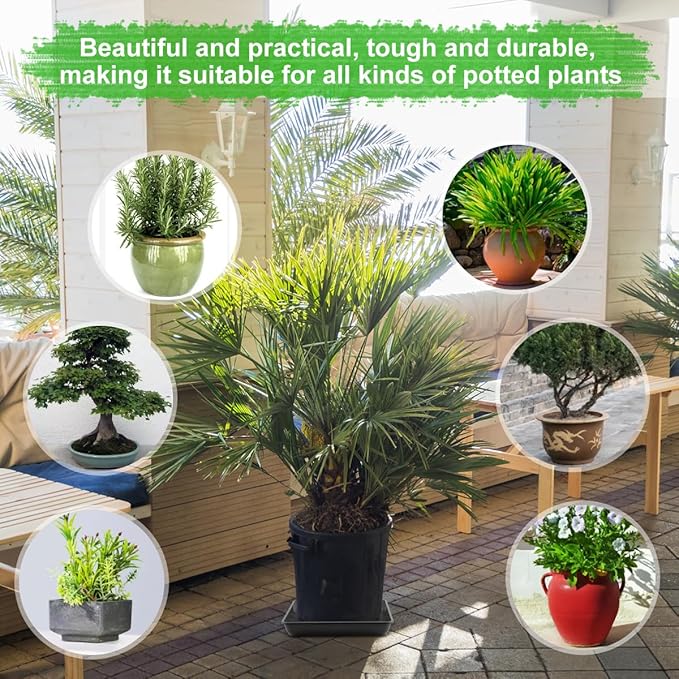 WAYNHUI Squared Plant Saucer 23inch 2pack Square Plastic Basin Tray Large/Small Water Receiving Tray(Black 23inch 2pack)