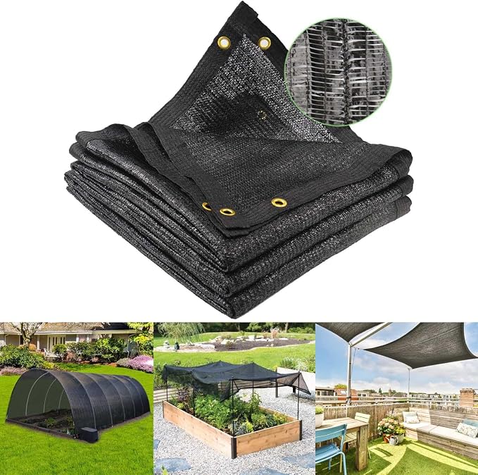 Mklsit Shade Cloth for Garden, 40% 20 x 20 FT Black Mesh Tarp with Reinforced Grommets, Sun Shade Net Greenhouse Shade Cloth for Plants Cover, Vegetables, Patio, Chicken Coop Sunshade