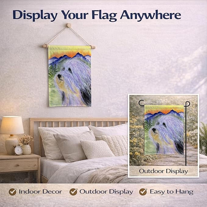 Caroline's Treasures SS8244GF Bearded Collie Garden Flag Mailbox Flag Decorative Yard Flag Banner Outside Patio Artwork Yard Flower Beds, Garden Size, Multicolor
