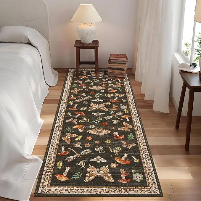 ROYHOME Mushroom Rug Black