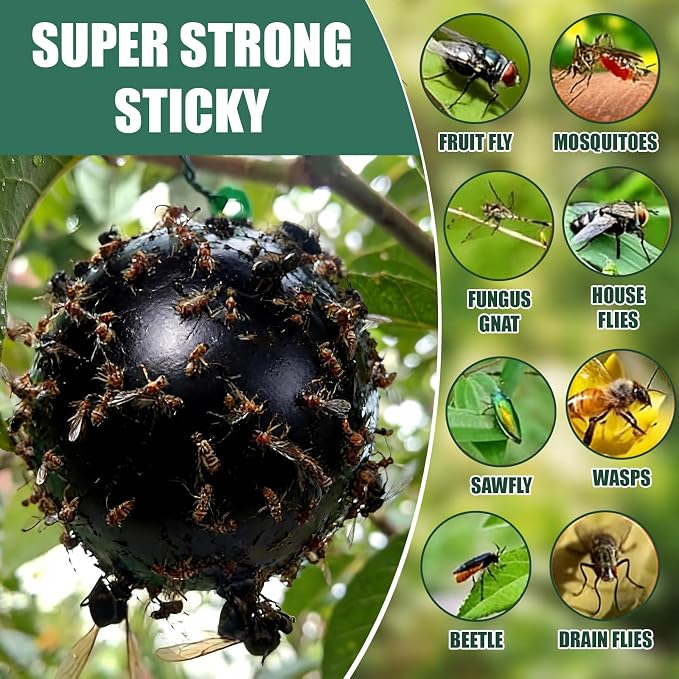 2 Pack Inflatable Fly Trap Balls 18inch Sticky Catcher for Black Yellow Greenhead Flies Outdoor Insect Control for Barn Stable Garden Greenhouse (Glue Not Included) (Fly Ball Trap)