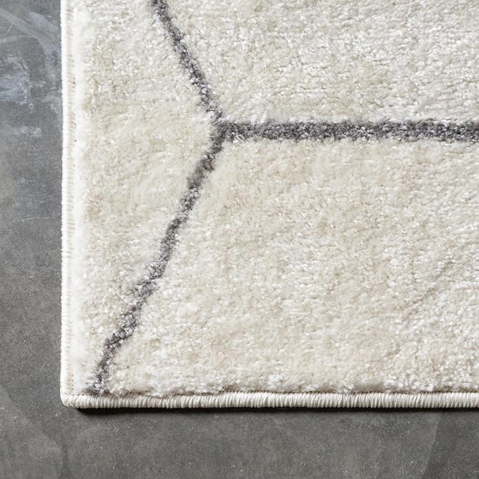 Unique Loom Trellis Frieze Collection Area Rug - Geometric (4' 1" Square, Ivory/ Gray)