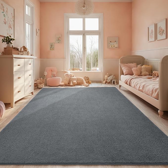 6x9 Dark Grey Area Rug Modern Aesthetic Minimalist | Washable Memory Foam, Low Pile Non Slip Indoor Carpet for Living Room Bedroom Office Classroom College Dorm Room Home Decor