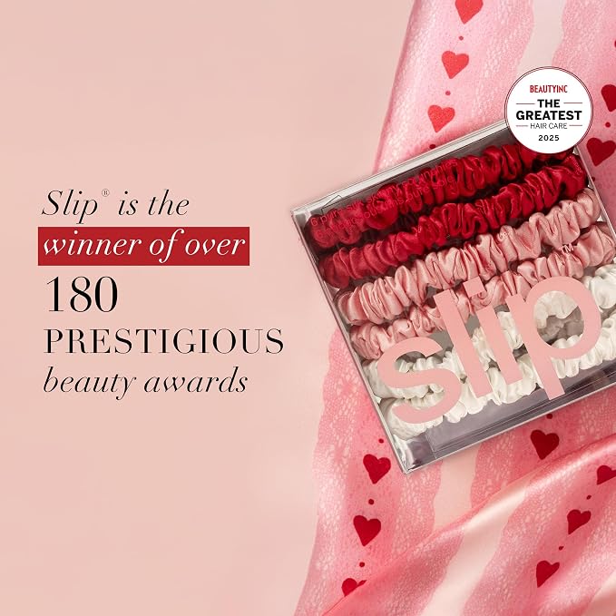 SLIP Skinny Scrunchies: Anti-Crease, Anti-Breakage Slipsilk™ Design Protects Delicate Hair | Includes 6 Pure Silk Scrunchies: Limited Edition Sweetie