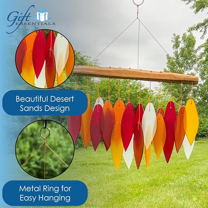 Blue Handworks Desert Sands Glass Chime, Sandblasted Glass and Found Wood Handcrafted Wind Chime | Sandblasted Glass and Found Wood Handcrafted Wind Chime