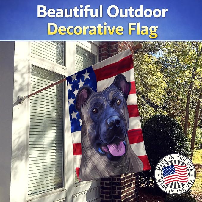 Caroline's Treasures CK6491CHF Cimarron Dog American Flag House Flag Large Porch Sleeve Pole Decorative Outside Yard Banner Artwork Wall Hanging, Polyester, House Size, Multicolor