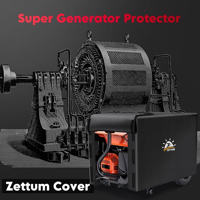 Zettum Generator Cover 38 Inch - 600D Outdoor Generator Covers Heavy Duty Waterproof, Small Outside Equipment Cover for DuroMax, Westinghouse, Champion, Predator, Honda Portable Generator 5500-15000W