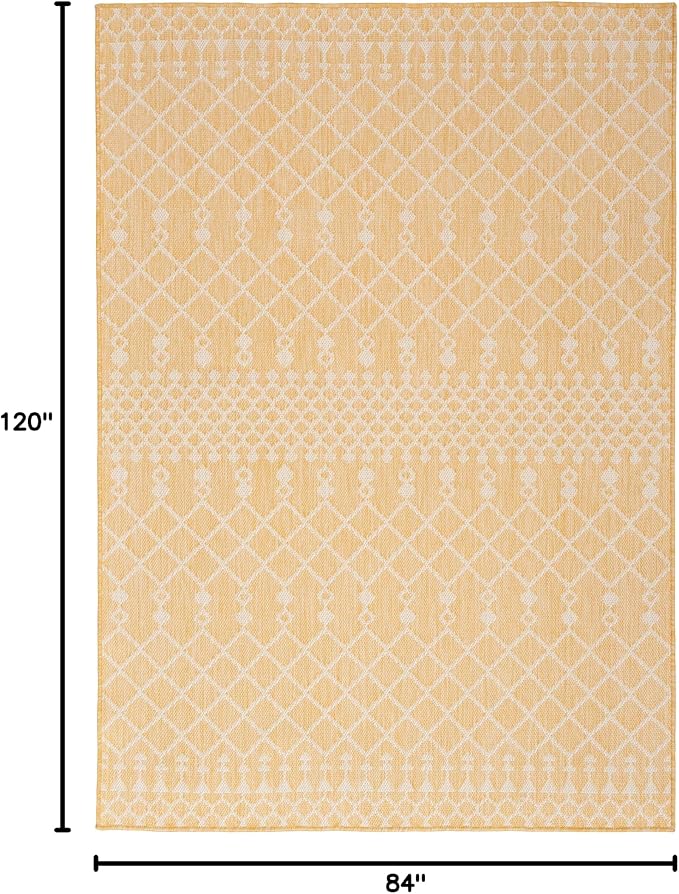 Nourison Home Positano Yellow 7' x 10' Area Rug - Easy Clean, Non Shedding, Bed Room, Living Room, Dining Room, Kitchen (7' x 10')