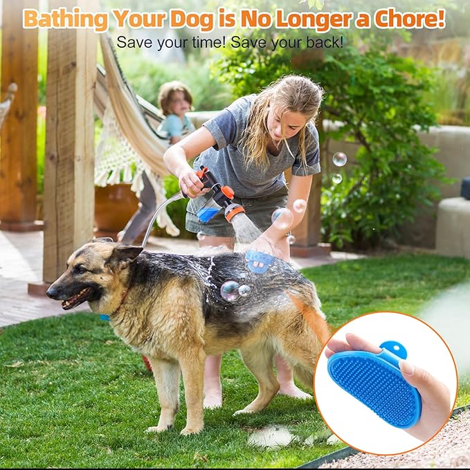 Dog Shower Attachment with Metal 3-Way Shower Diverter & 100inches Shower Hose for Bathroom Showr Arm, Dog Wash Hose Nozzle Sprayer for Easy Pet Bathing Dog Washing Hose Attachment