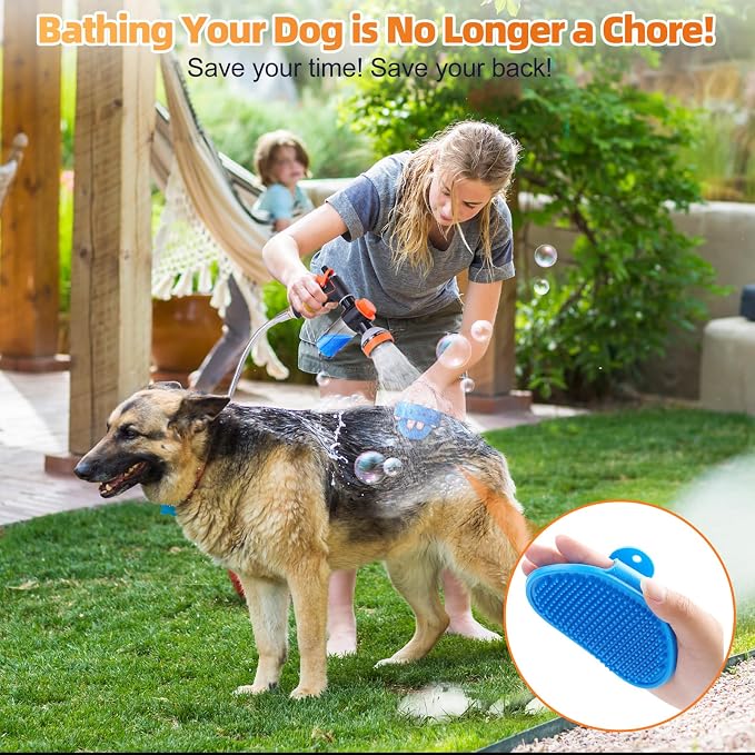 Dog Shower Attachment with Metal 3-Way Shower Diverter & 6.6FT Shower Hose for Bathroom Showr Arm, Dog Wash Hose Nozzle Sprayer for Easy Pet Bathing Dog Washing Hose Attachment