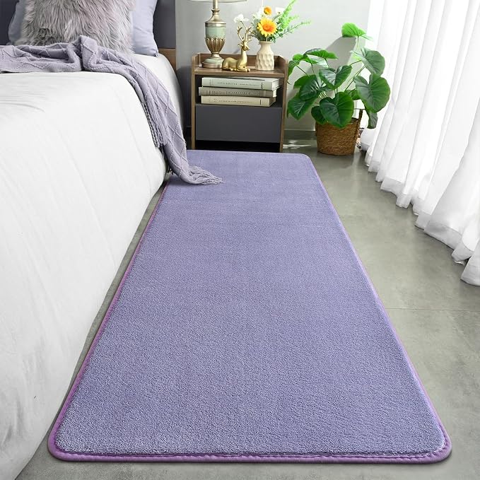 Amearea Modern Soft Hallway Runner Rug, 2x6 Feet Purple Washable Runner Rug | Fluffy Bedroom Bedside Rugs, Indoor Non Slip Memory Foam Rug Carpet for Hallway Entrance Kitchen Living Room Decor