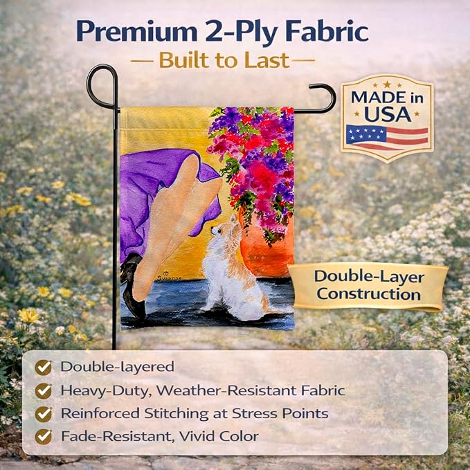 Caroline's Treasures SS8521GF Lady with her Chihuahua Garden Flag Mailbox Flag Decorative Yard Flag Banner Outside Patio Artwork Yard Flower Beds, Garden Size, Multicolor