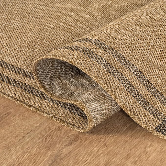 Luul Home Easy Jute Rugs 4x6 Bordered Natural Color Living Room Indoor Outdoor Area Rug for Patio and Kitchen Rug High Traffic Washable Easy to Clean Solid Boho Woven Design Outside Carpet (4 x 6)