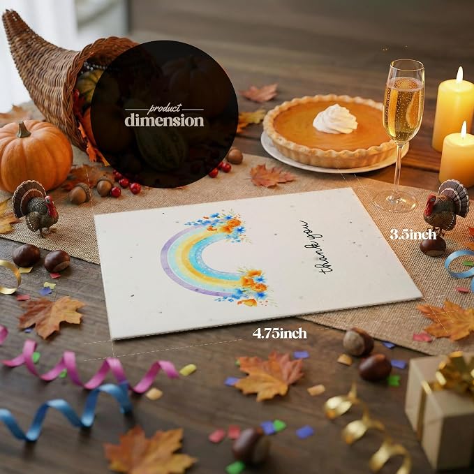 Thank You Cards – 5 Sets of Gift Cards with White Envelope Each, Embedded with Wildflower Seeds, Plantable and Writable Greeting Cards for Weddings, Baby Showers, Teachers, Friends, Business, and Everyday Gratitude