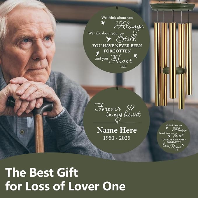 ASTARIN Personalized Memorial Wind Chimes, 30inch/36inch Memorial Wind Chimes, Custom Sympathy Gifts in Loving Memory of Dad/Mom, Condolences Wind Chime for Loss of Loved Ones(Produced in Texas)