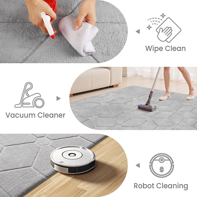Sour Lemon Area Rugs 10x14 Living Room Bedroom, Exta Large Carpet Grey Rug | Washable, Geometric Alfombra Para Salas Modernas, Non Slip Big Soft Thick Fluffy Plush, Memory foam Rug for Kids Playroom