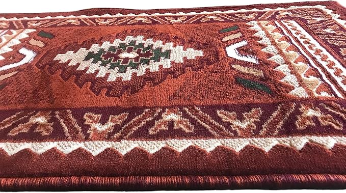YHSF South West Native American Area Tribal Rug - Rust, 2' x 3' 4" | Easy-Clean, Soft & Durable Tribal Rug for Living Room, Bedroom, Kitchen & More - Stain-Proof Runner for Home Decor