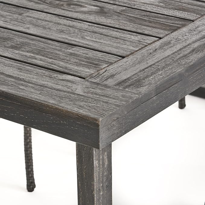 Merax 69" Outdoor Acacia Wood Dining Table, Rectangular Patio Table with Slatted Surface, Sandblast Dark Gray Finish