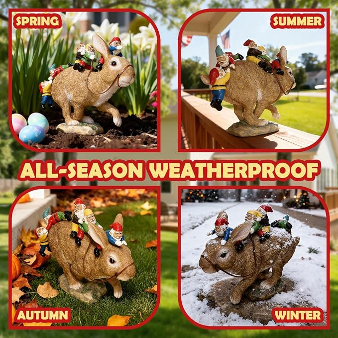 Sunthus Funny Garden Gnomes Decorations for Yard | Bunny Statue Outdoor Decor For Rabbit Lover