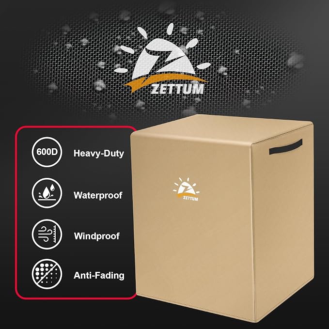 Zettum Air Conditioner Cover for Outside Units 26 Inch - 600D Air Conditioning AC Covers Waterproof, Outdoor Winter Cover for Central AC Condenser, Pool Heater, Heat Pump, HVAC and More