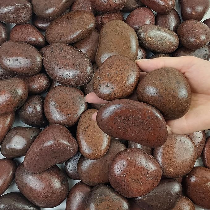 FANTIAN 5 lbs Red River Rocks, 2-3 Inch Large Pebbles for Indoor Plants, Decorative Rocks Stones for Landscaping, Vases, Aquariums, Fountains, Pathways, Backyard and Garden