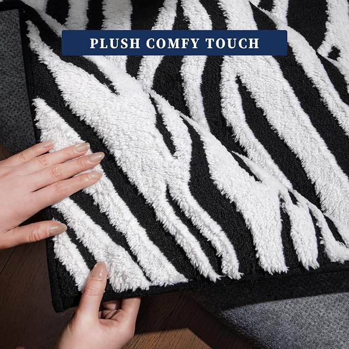 5×7 Ft Area Rugs, Black and White Modern Abstract Rug, Washable Plush Soft Zebra Print Carpet, Non-Slip Non-Shedding Rug for Living Room, Bedroom, Playroom, Home Office Decor