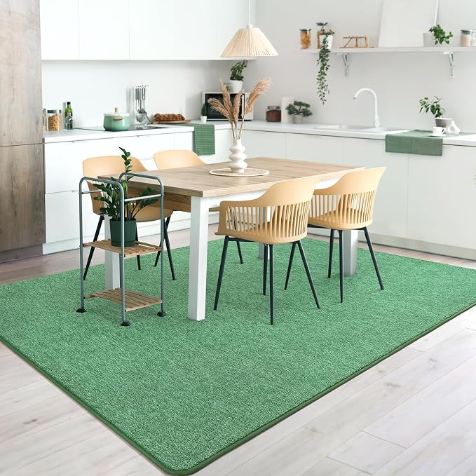 AROGAN 4x6 Area Rugs for Living Room Non Slip Dorm Bedroom Rug, Matte Green | Modern Area Rugs with Soft Memory Foam, Minimalist Washable Indoor Floor Carpet for Dining Room Office Kids Playroom Decor