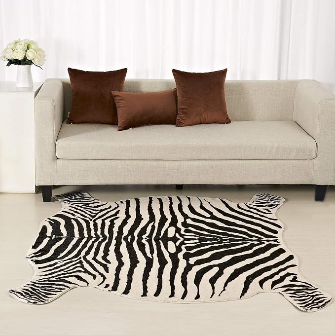 townssilk Area Rug Faux Zebra Print Rug 4.3x4.7 Feet Rug/Mat/Carpets for Home