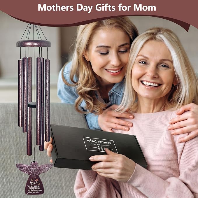 Gardening Gifts for Mom - 32" Angel Wind Chimes for Mothers Day Meaningful Moms Gift, Mama Gifts for Patios, Backyard, Lawn, Unique Birthday Gift for Mom from Daughter