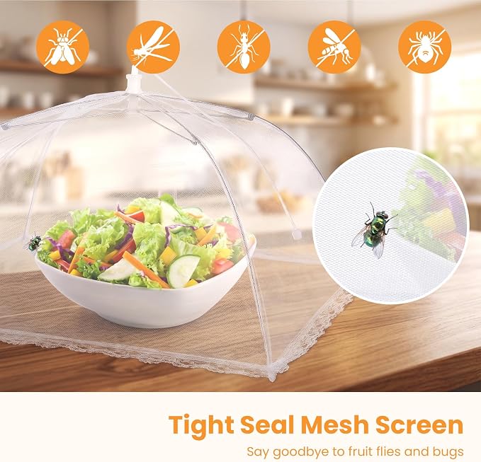 Food Covers for Outside - 3 Extra Large (40 x 25 in) & 9 Large (17 x 17 in) Food Tents/Food Covers for Outdoors Mesh Screen, Picnic Pool Party Supplies, Pop-Up and Collapsible