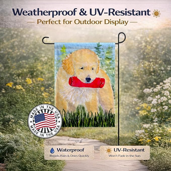 Caroline's Treasures SS8858GF Golden Retriever Garden Flag Mailbox Flag Decorative Yard Flag Banner Outside Patio Artwork Yard Flower Beds, Garden Size, Multicolor