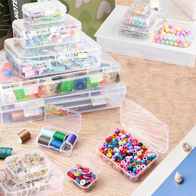 Bead Storage Box,72pcs Transparent Plastic Storage Containers Different Sizes,Crayon Box, Small Item Management Box And Labels,DIY Jewelry Craft Nails, Bracelets, Jewelry, Diamonds, (5.3x3.15x1.2)