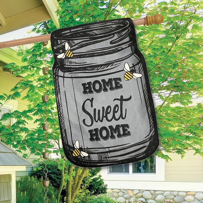 Briarwood Lane Home Sweet Home Mason Jar Summer Burlap House Flag