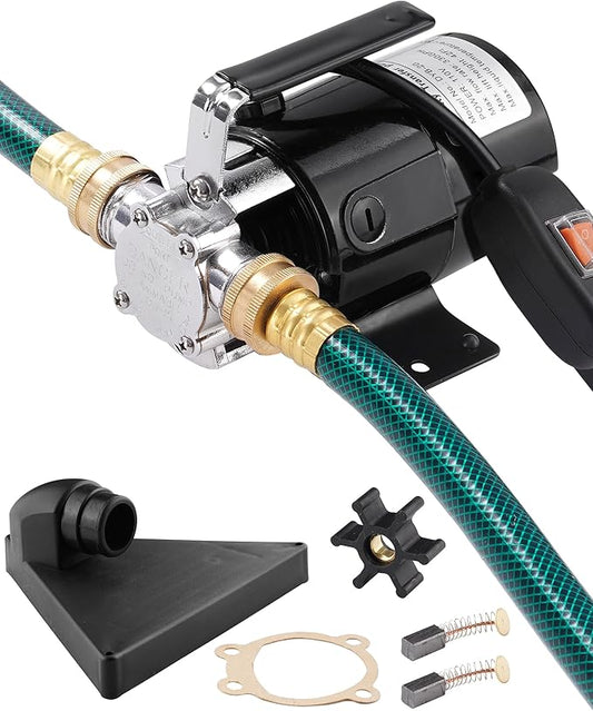 1/10HP Water Transfer Pump, Electric Utility Pump w/ 2 x 6 ft Garden Hose Kit, 110V 330GPH Water Removal Pump for Rain Barrel, Flooding & Aquarium, Self Priming Garden Water Drain Pumps